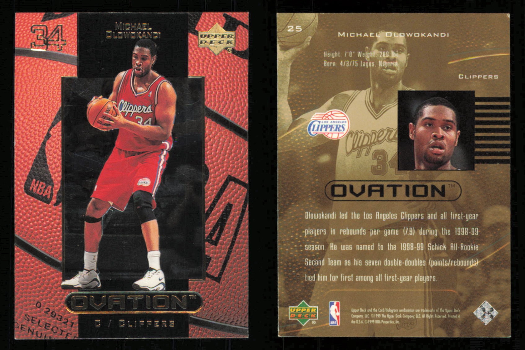 1999-2000 Michael Olowokandi Game Worn Los Angeles Clippers